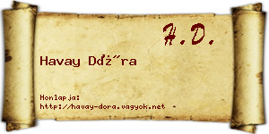 Havay Dóra névjegykártya
